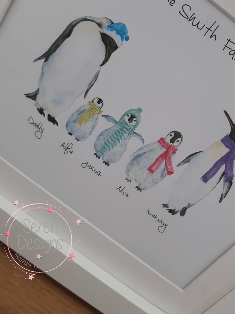Personalised Penguin Family Print 