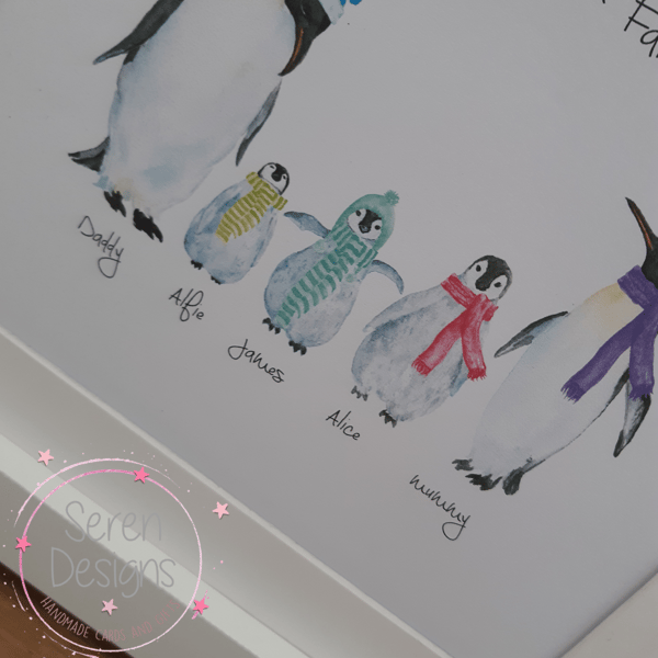Personalised Penguin Family Print 