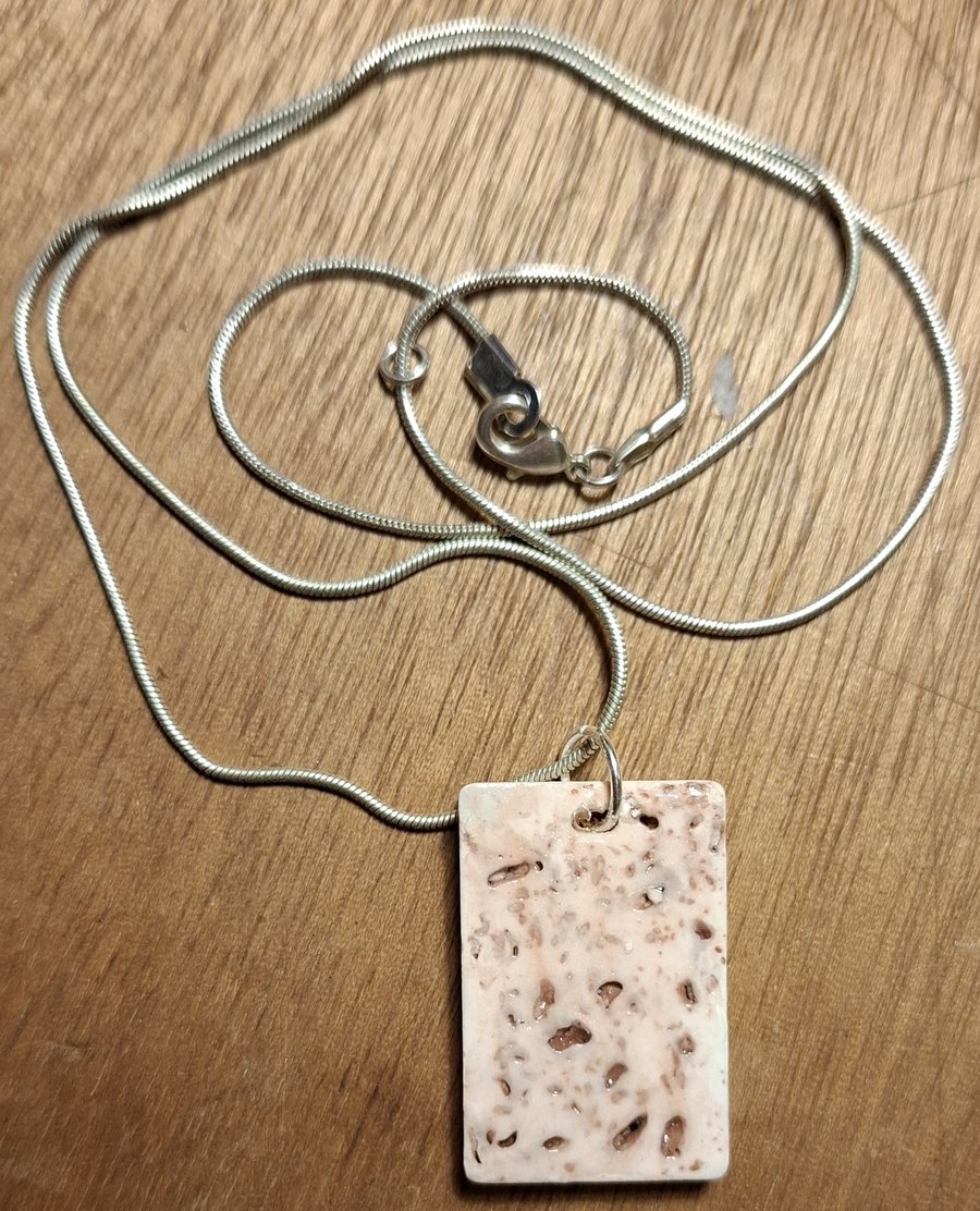 Pretty Pink Eco-Friendly Resin Pendant, Recycled Necklace