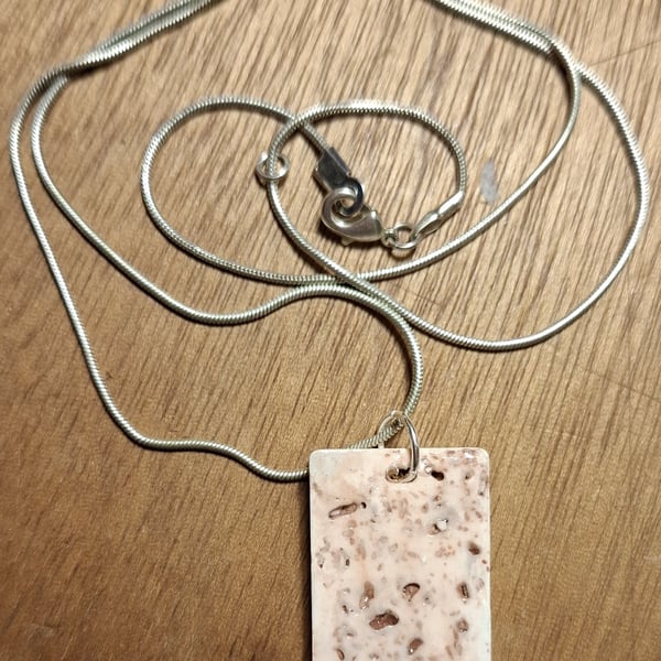 Pretty Pink Eco-Friendly Resin Pendant, Recycled Necklace