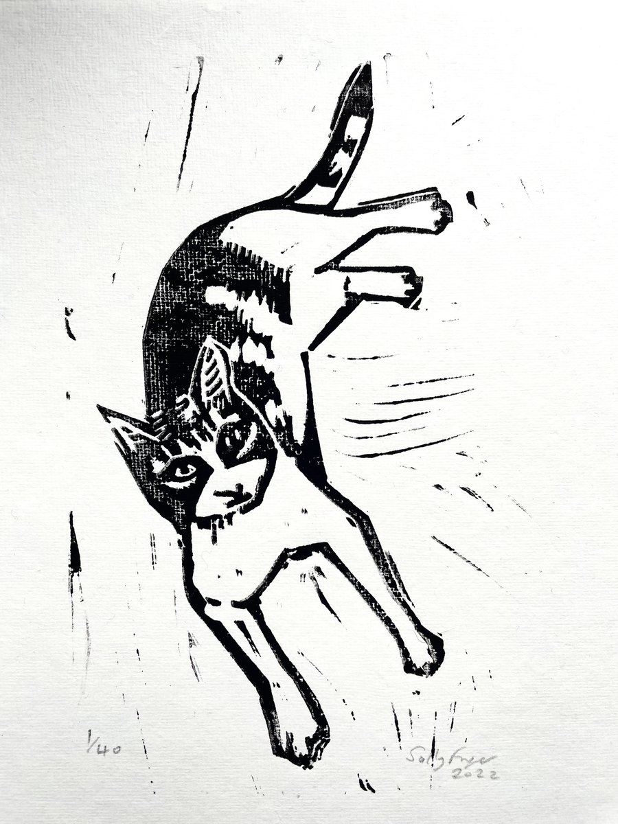 Daisy Cat Print limited edition UNFRAMED 