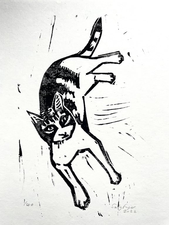 Daisy Cat Print limited edition UNFRAMED 