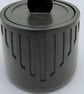 Satin Black Round Jewellery Box with Lid Modern Geometric Trinket Pot - Image 9