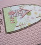 New Home Card - Pink House with woodland scene and knitted effect embossed card - Image 3