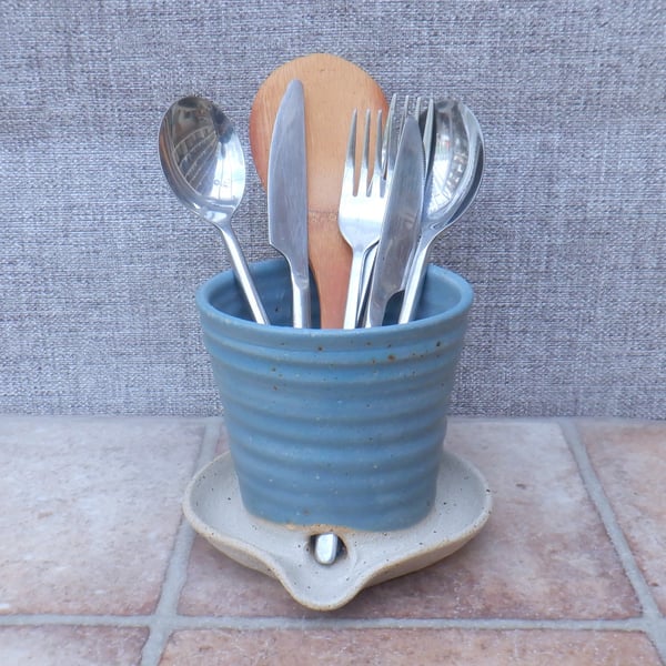 Cutlery and utensil drainer toothbrush holder stoneware pottery handmade  