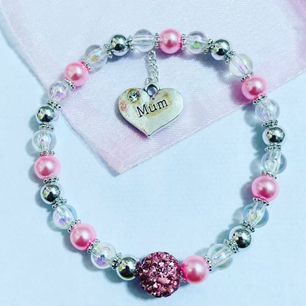 Mum shamballa beaded bracelet gift for mum for birthday mothers day