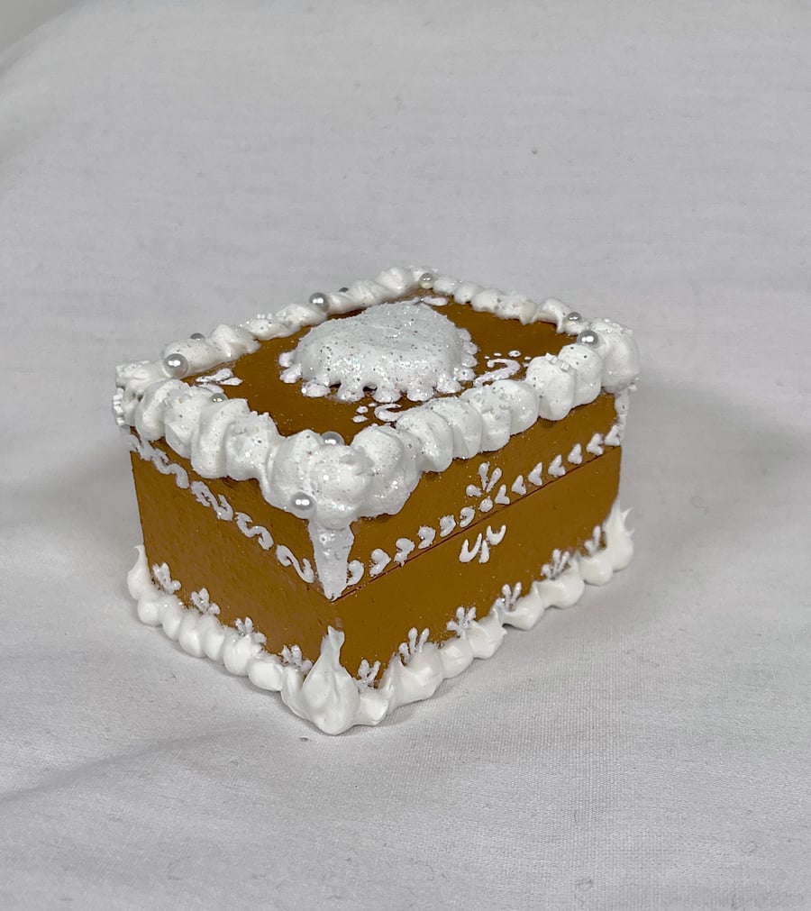 Gingerbread Ornaments Style Hand Painted Wooden Box Christmas Decor Handmade