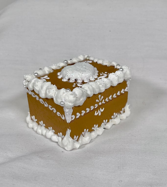 Gingerbread Ornaments Style Hand Painted Wooden Box Christmas Decor Handmade