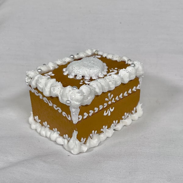 Gingerbread Ornaments Style Hand Painted Wooden Box Christmas Decor Handmade