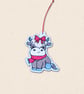 Festive Bow Highland Cow Decoration - Embroidered Felt Ornament