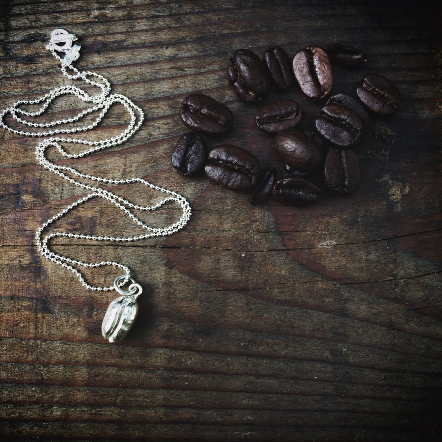 Sterling silver coffee bean necklace