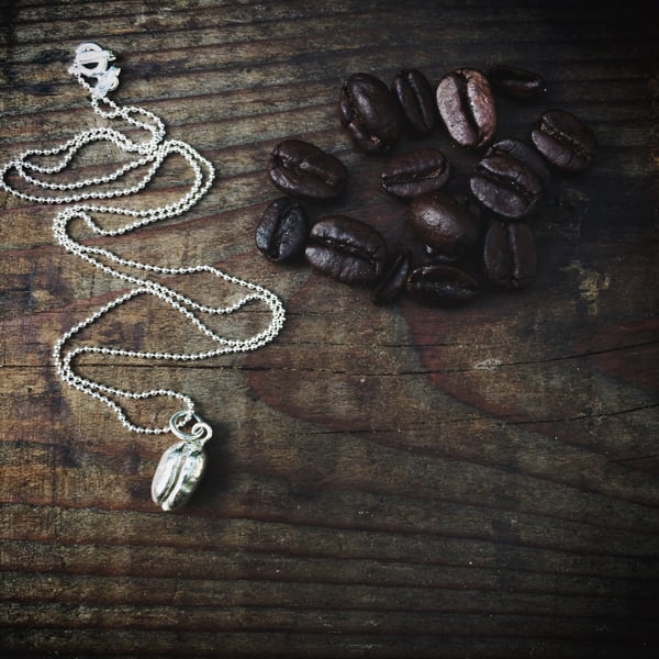 Sterling silver coffee bean necklace