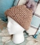 Brown Pompom Hat, cowl and fingerless mitts - Image 2