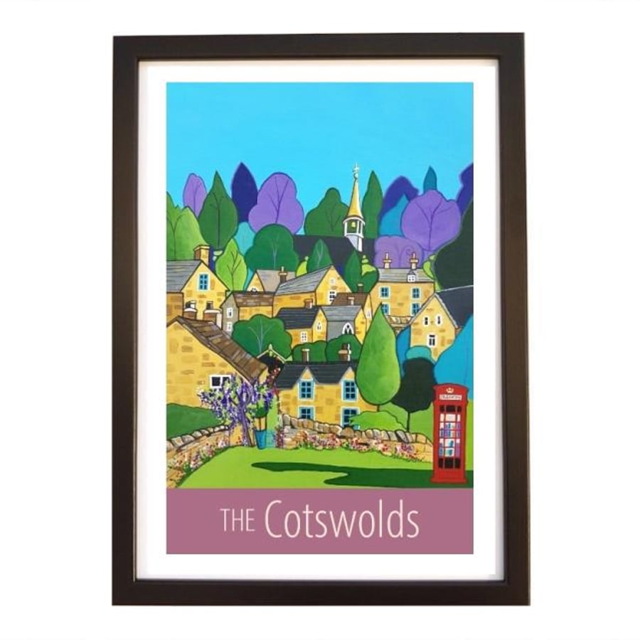 Cotswolds travel poster print by Artist Susie West