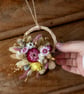 Mini dried flower pink and yellow wreath gift hanging - Image 3