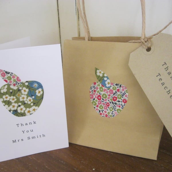 Thank You Teacher Gift Bag and Greetings Card Set