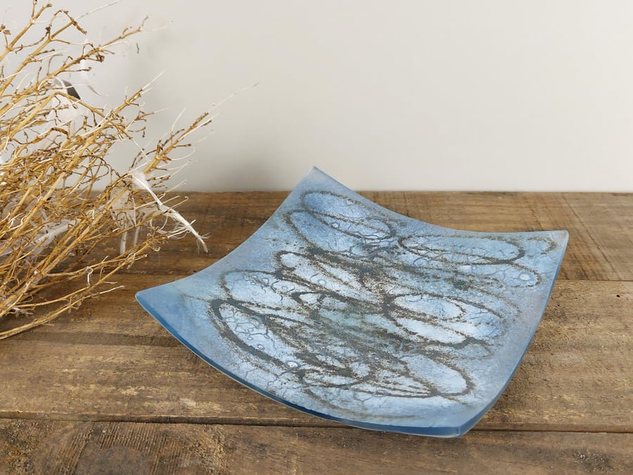 Small Blue Art Glass Dish