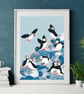 Puffin art print coastal artwork