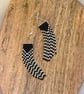 Long silver and black beadwork fringe earrings - Image 2