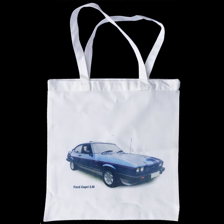 Ford Capri 2.8i (Blue) - Shopping Tote Bag - Approx Size 39x37cm plus Handles