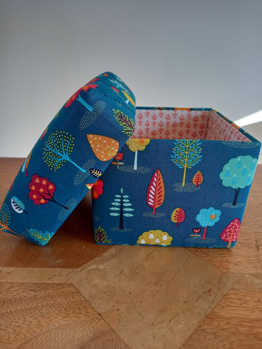 Scandi style trinket box, fabric covered box, fancy small storage box