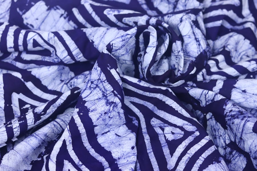 Blue traditional Adire Batik fabric sold by the yard, blue adire fabric