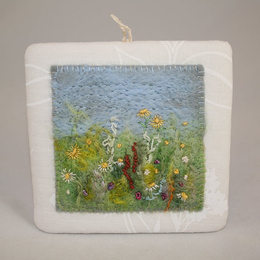 Meadow Plaque - Felted and Embroidered Wall Art