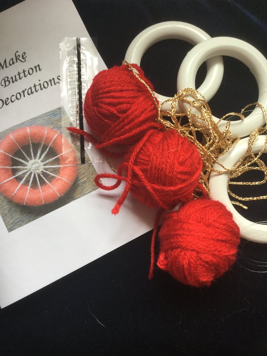 Kit to Make 3 x Dorset Cross Wheel Button Christmas Decorations