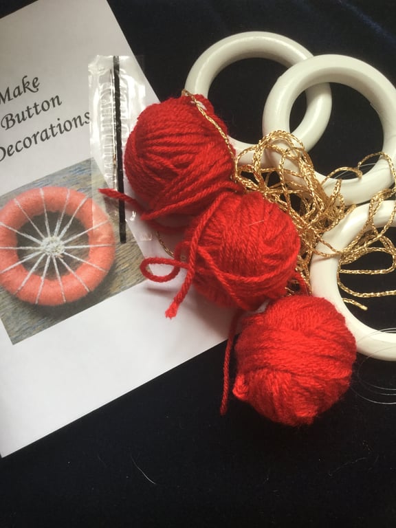 Kit to Make 3 x Dorset Cross Wheel Button Christmas Decorations