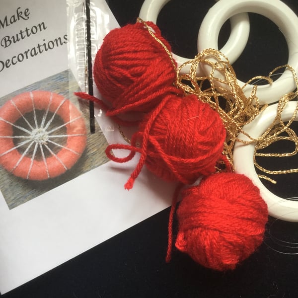 Kit to Make 3 x Dorset Cross Wheel Button Christmas Decorations