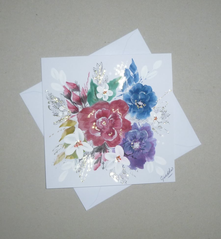 hand painted floral blank greetings card ( ref ... - Folksy
