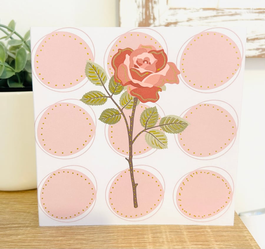 Rose and polka dot Card