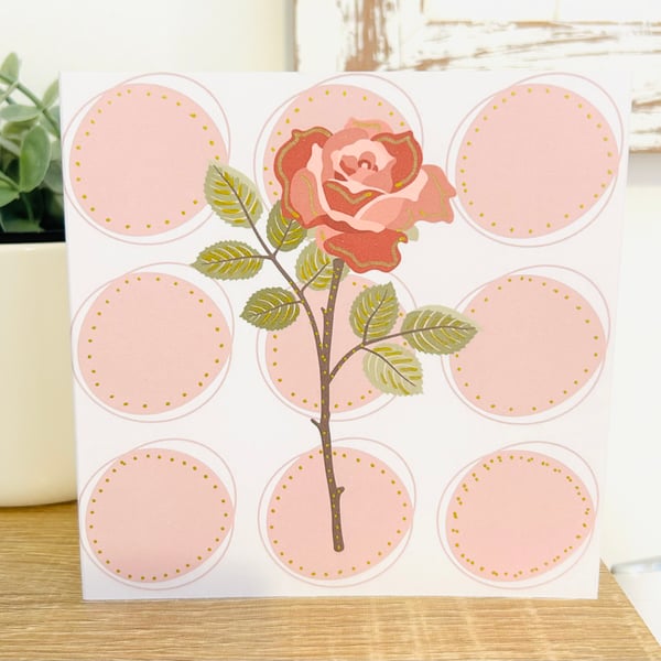 Rose and polka dot Card