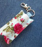 Key ring lip balm holder blue floral fabric keyring  - Image 2