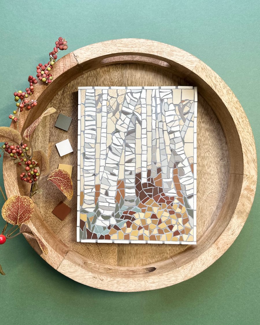 Mosaic Landscape - Autumn Woodland Mosaic Wall Plaque 