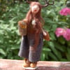  needle felt sculpture - Elen of the Ways, antler headed goddess -