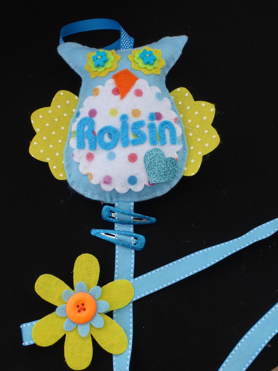 Owl personalised Hairclip hanger