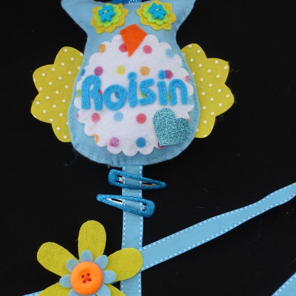 Owl personalised Hairclip hanger