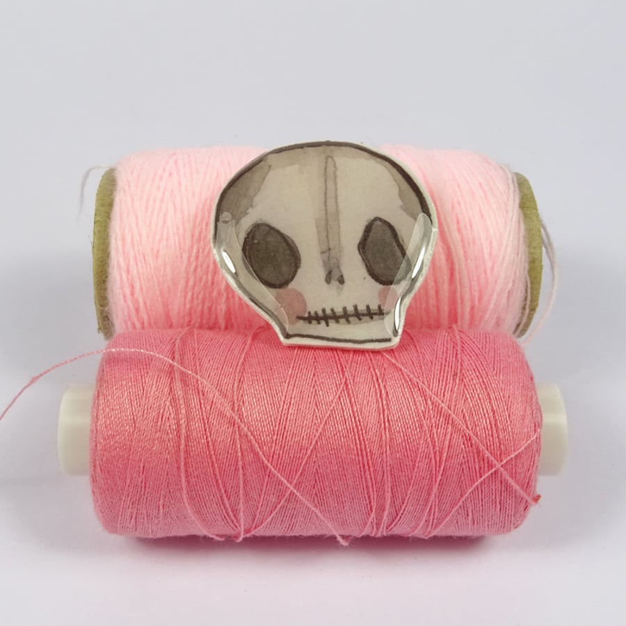 Boy skull Illustrated brooch