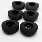 6 Coconut Shell Buttons, Black, Dish, 23mm Wide, Chunky Rim, Italian Design