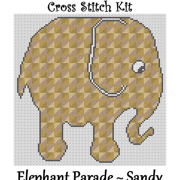Elephant Parade Cross Stitch Kit Sandy Size Approx 7" x 7"  14 Count Aida