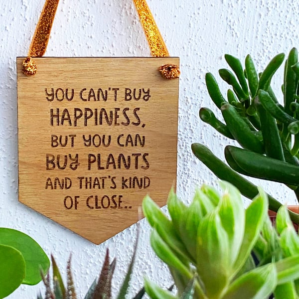 Oak wooden wall hanging banner, handmade gifts for plant lovers, motivational