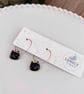 Black Enamel Cat Hoop Earrings, Charm Earrings, Handmade Jewellery 