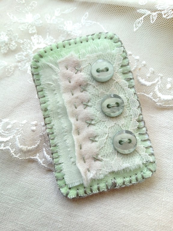 Embroidered Textile Brooch 