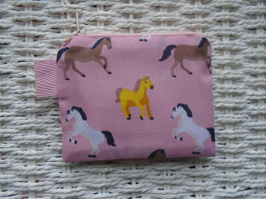 Pink Horses Purse or Card Holder 