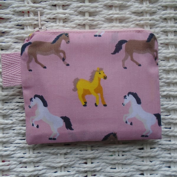 Pink Horses Purse or Card Holder 