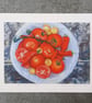 Print of a Bowl of Tomatoes and Chillis. Still Life