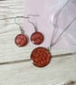 Deep Red pendant and earrings set, steel and enamel jewellery set for woman - Image 5