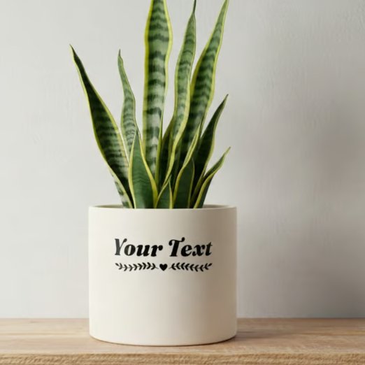 Personalised 13 cm White Plant Pot with Choice of Text Colour 