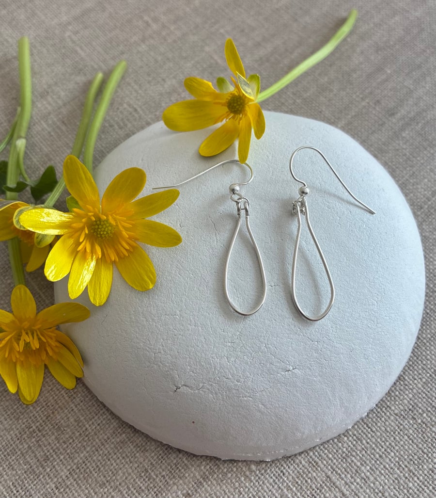 Elegant Tear-drop Shaped Earrings in Sterling Silver